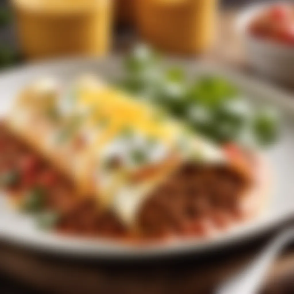 Mouthwatering beef and cheese enchilada