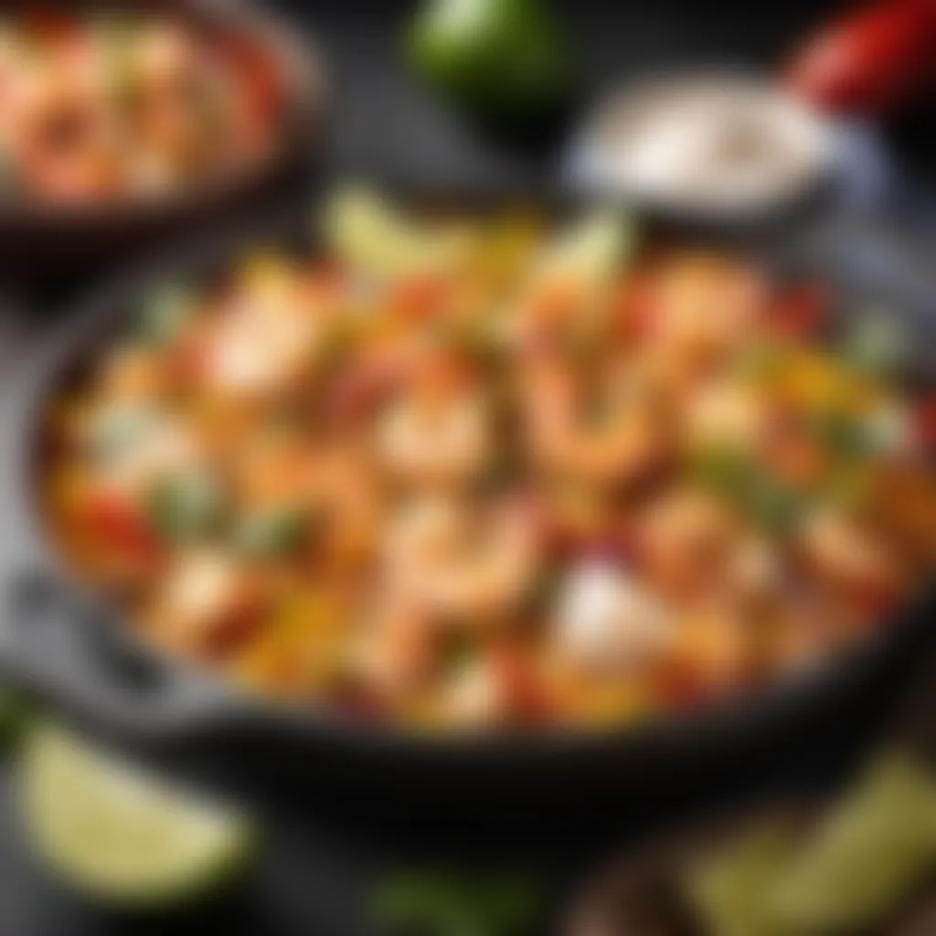 Delight in the Delicious Fusion of Chicken, Shrimp, and Scallops Delicious Chicken Fajitas with Shrimp and Scallops Garnish