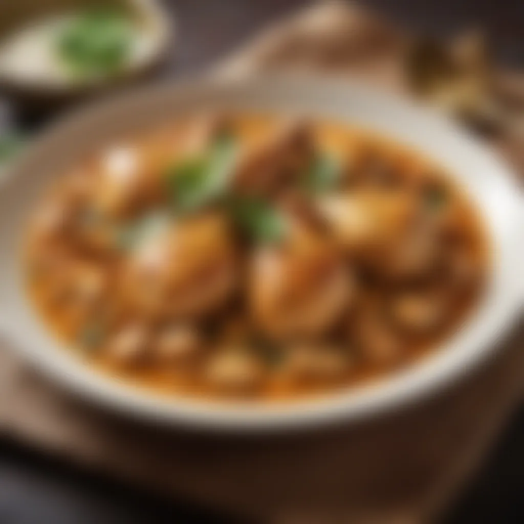 Succulent Chicken in Fragrant Coconut Curry Sauce Golden seared chicken pieces in aromatic coconut curry sauce