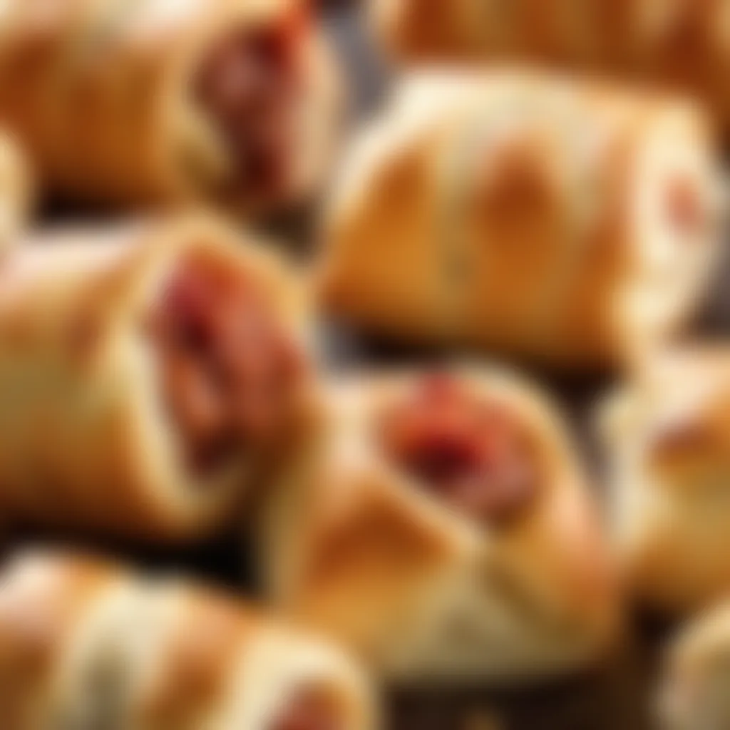 Close-up of savory crackers pigs in a blanket