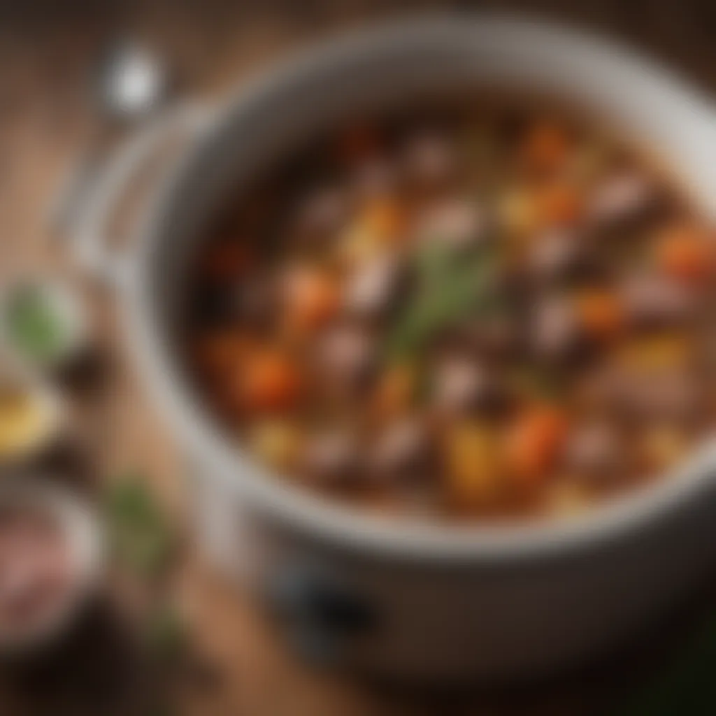 Aromatic Herbs Infusing Flavor into Crockpot Beef Stew