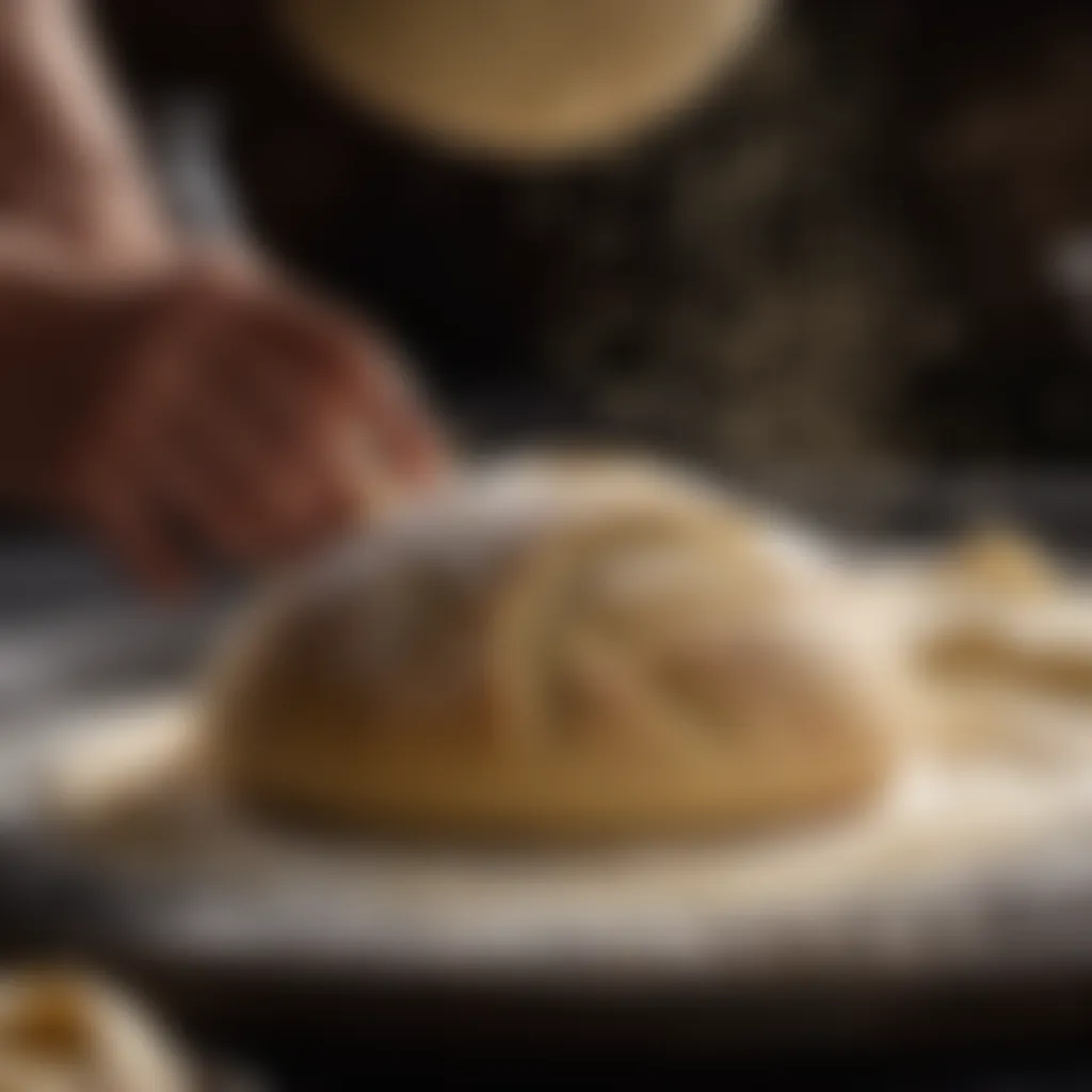 Close-up of dough being kneaded for damper