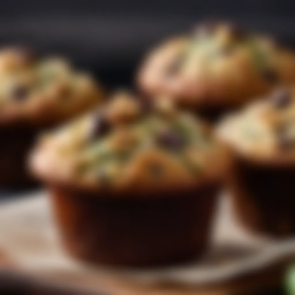 Customized zucchini muffin with chocolate chips and walnuts