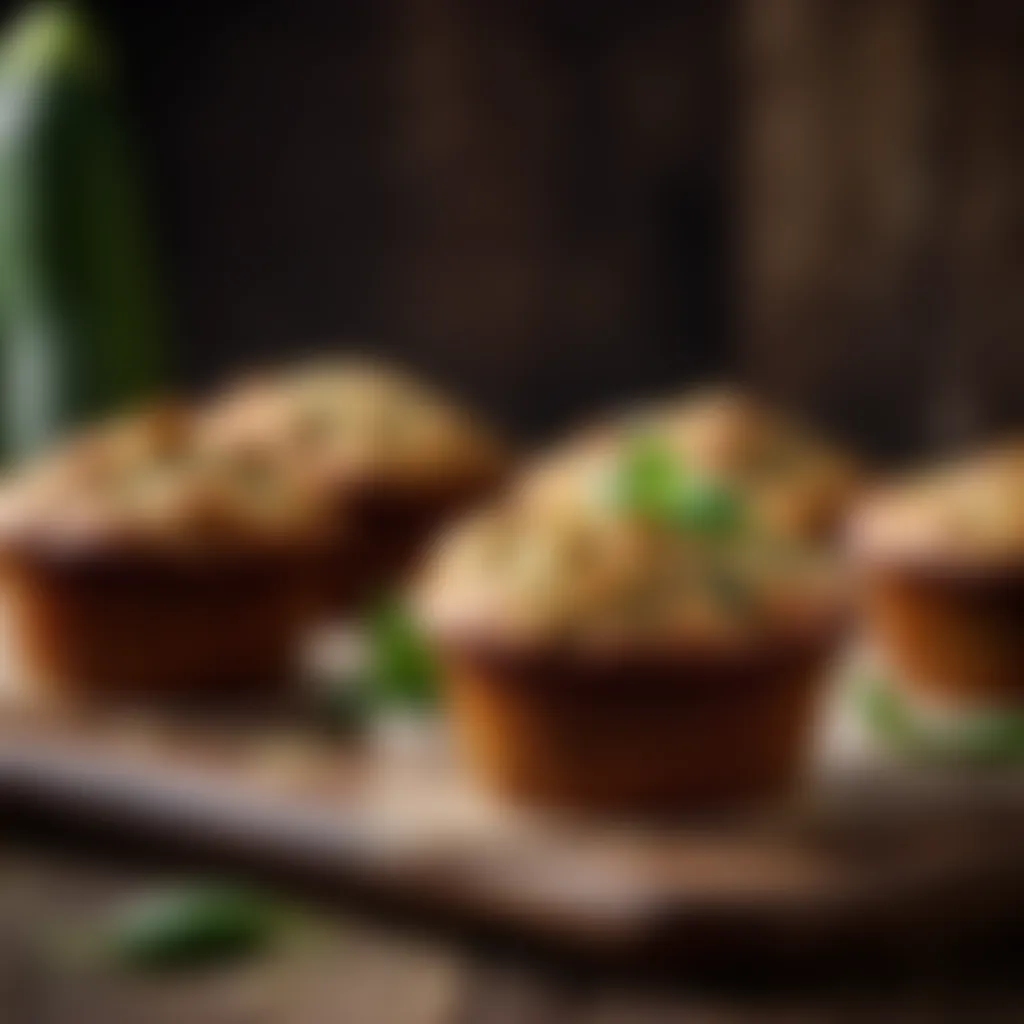 Zucchini muffins displayed on a rustic wooden table