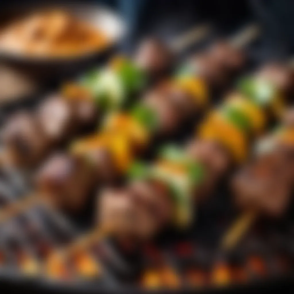 Grilled kofta skewers with aromatic smoke