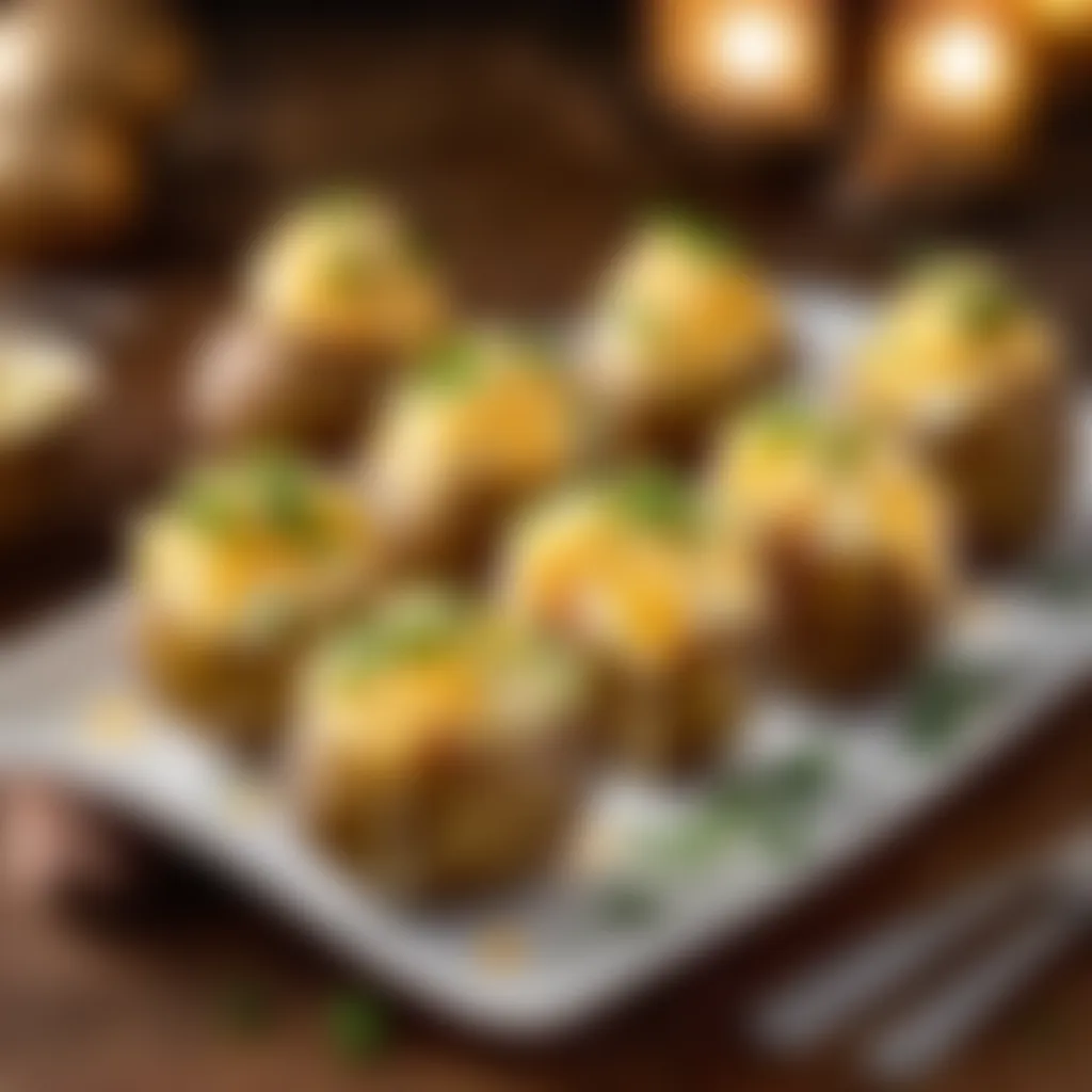 Elegant stuffed baby potatoes with gourmet cheese topping