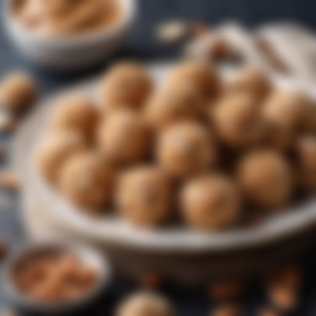 A plate of peanut butter balls garnished with crushed almonds