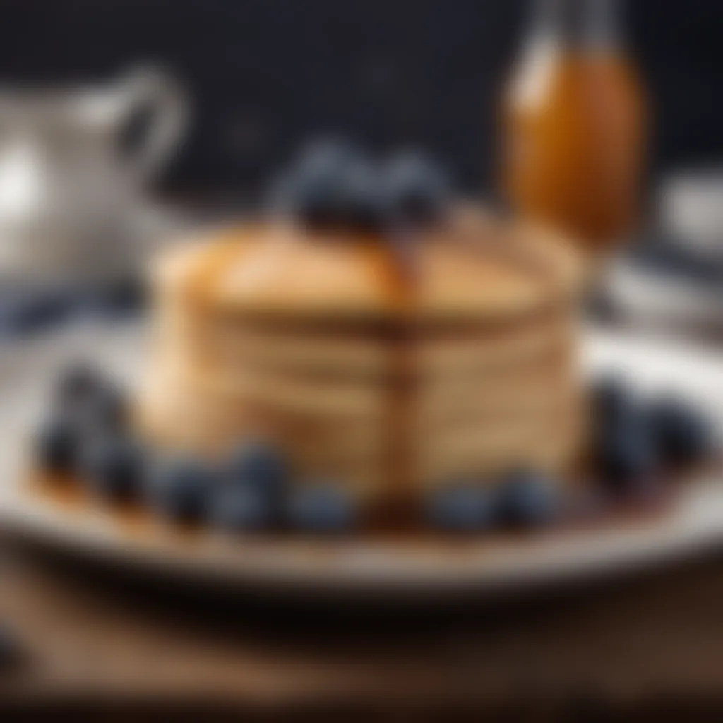 Exquisite pancakes with blueberries and maple syrup