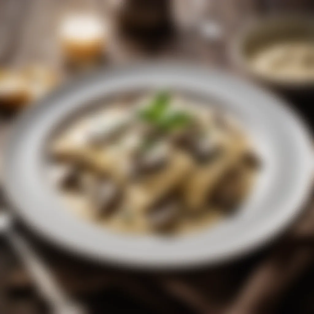 Ravioli with Mushroom Cream Sauce