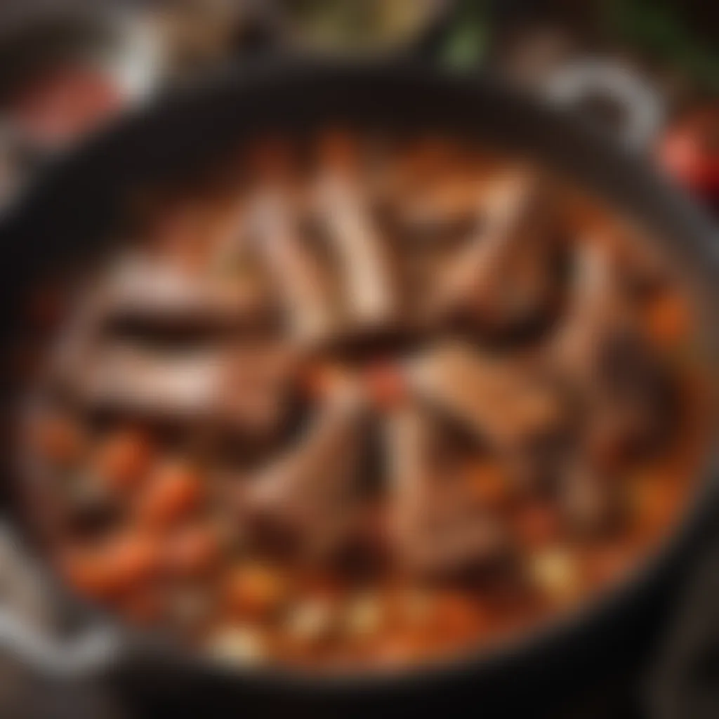 Simmering Pork Ribs Stew in Pot