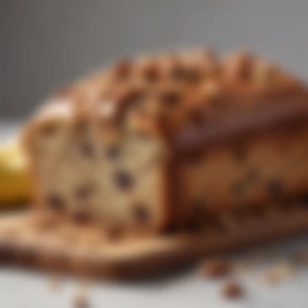 Close-up of moist fruit loaf with a sprinkle of nuts