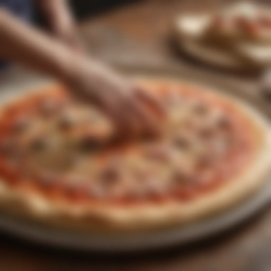 Gourmet pizza dough being kneaded