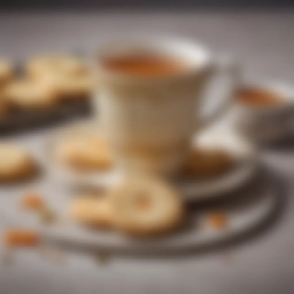 Artistic arrangement of shortbread biscuits with tea cup