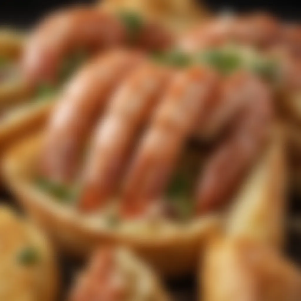 Succulent Shrimp Close-Up Close-up of succulent shrimp in the garlic bread shell