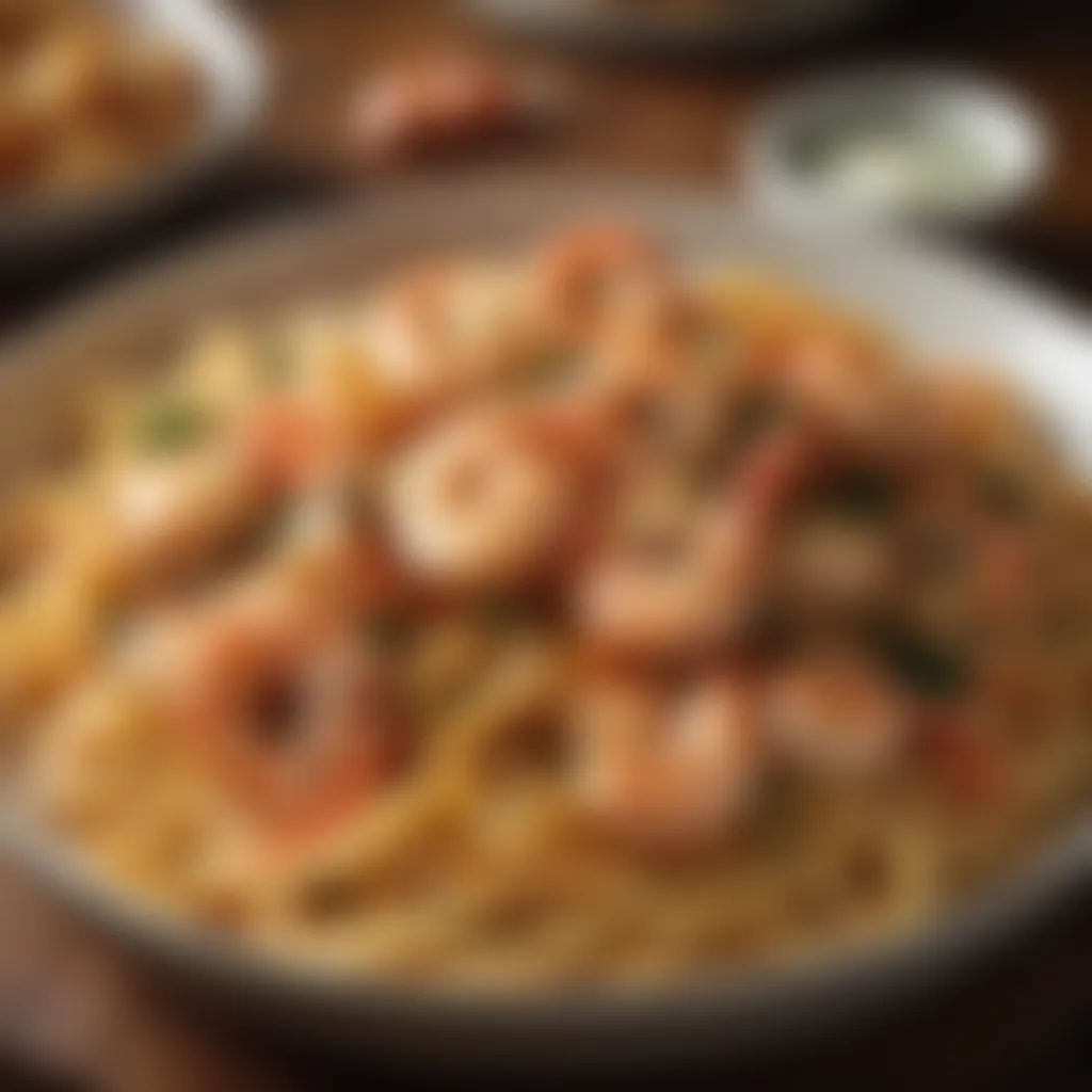 Exquisite presentation of the shrimp pasta dish