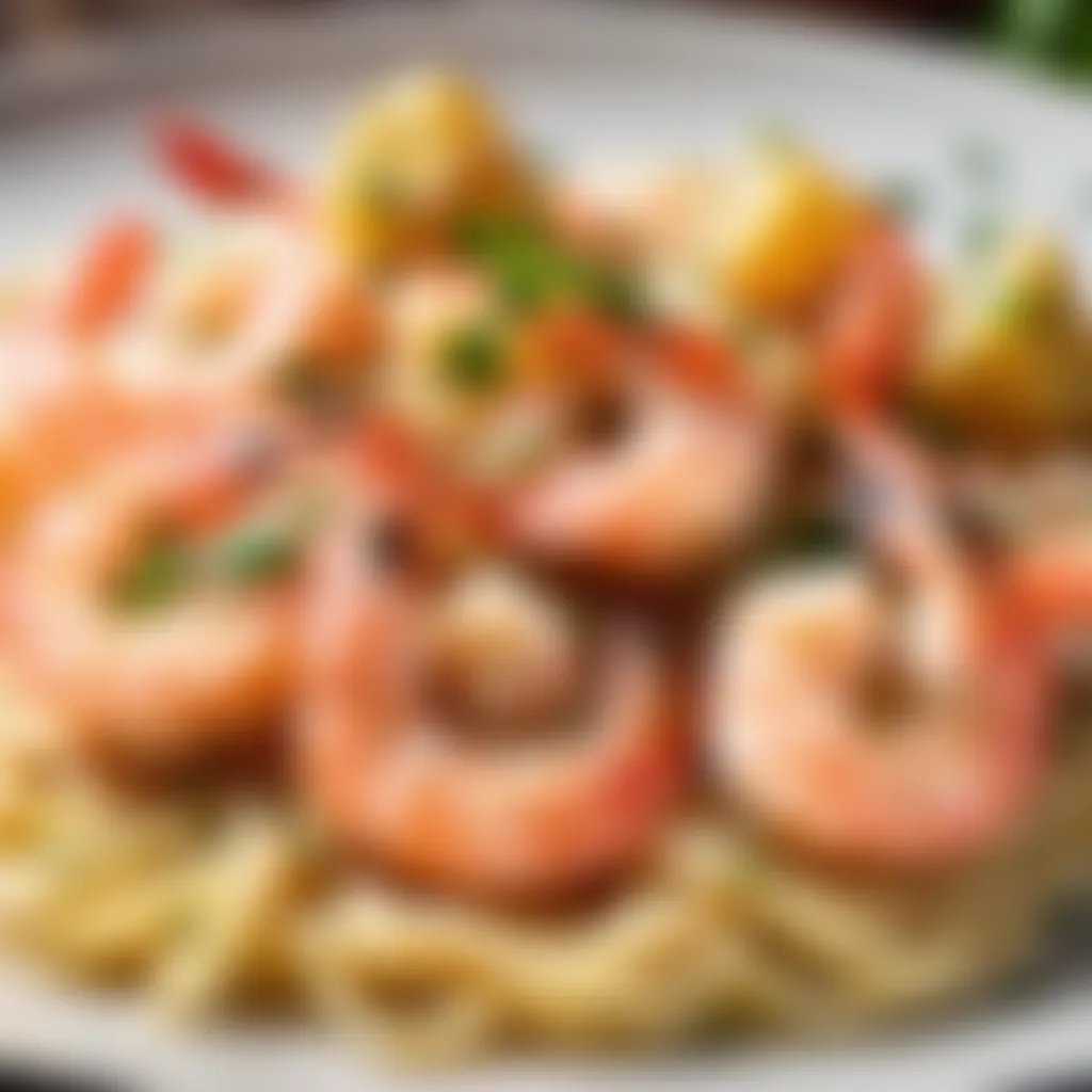 Plated shrimp scampi