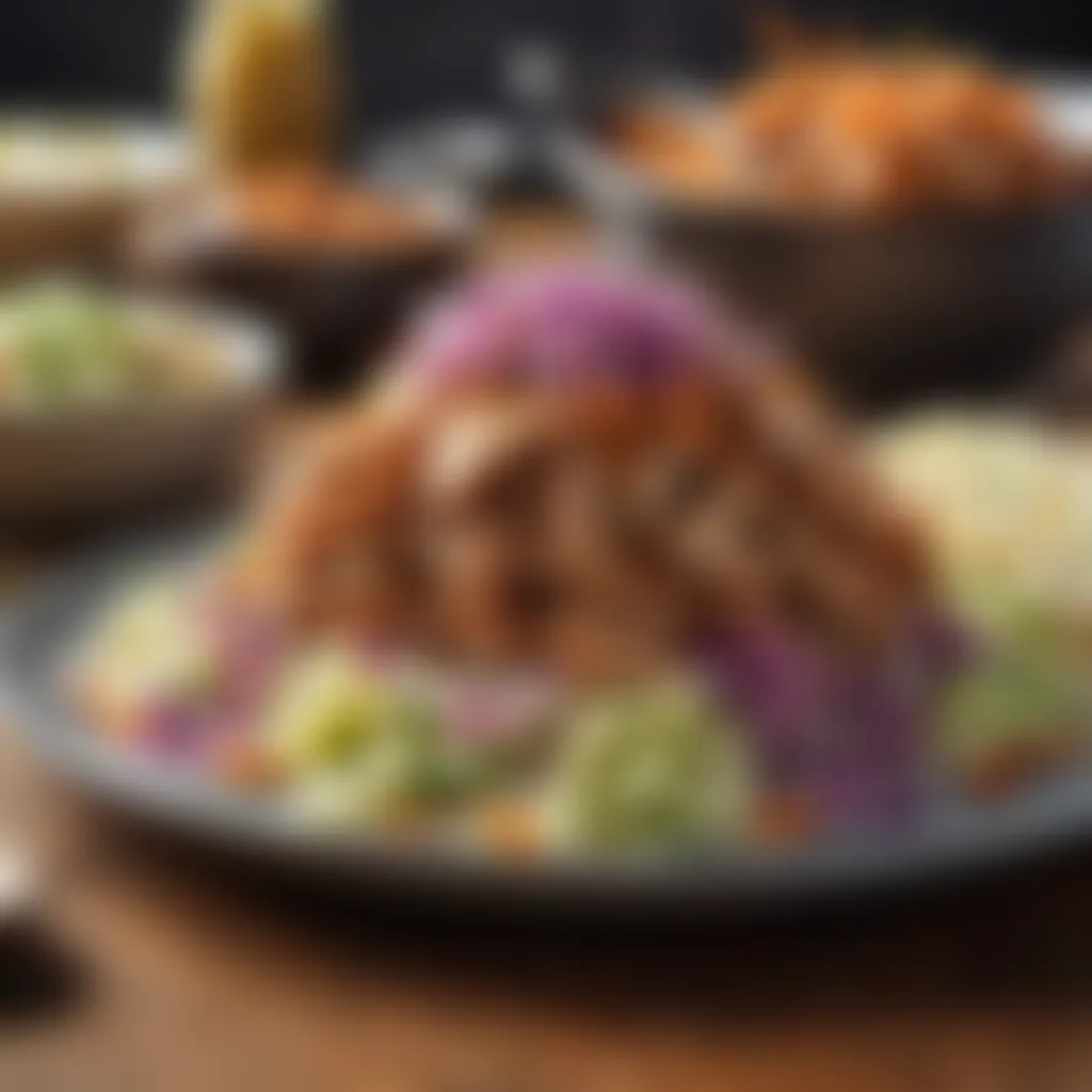 Vibrant Slaw Accompaniment Delicious slow cooker pulled pork served with colorful slaw