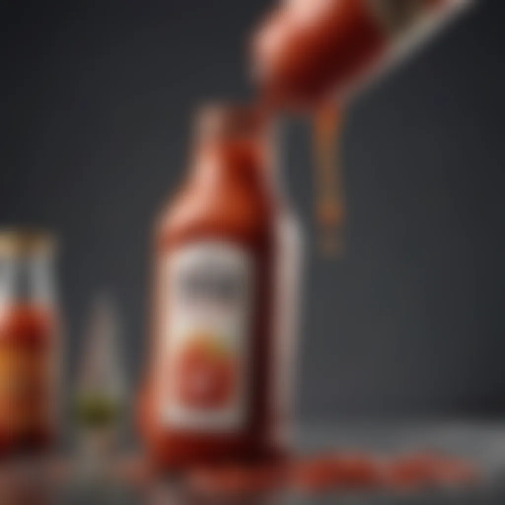 Creative depiction of a bottle being filled with sauce