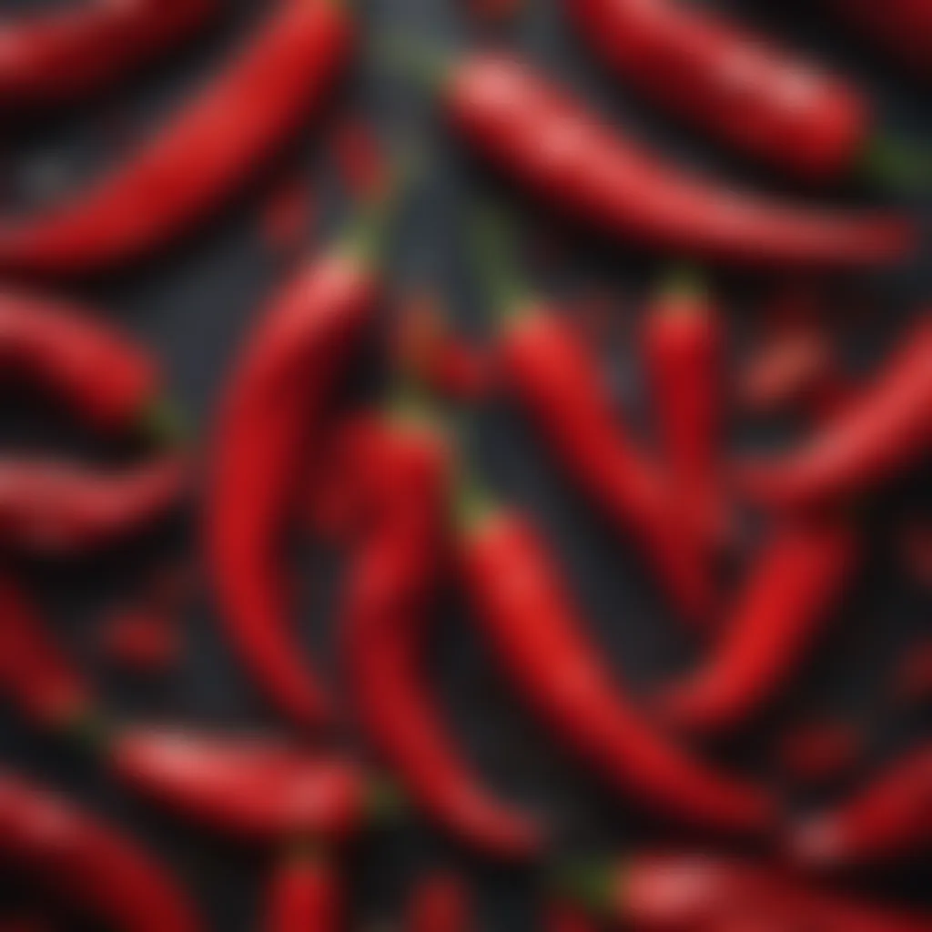 Artistic representation of fresh red chillies