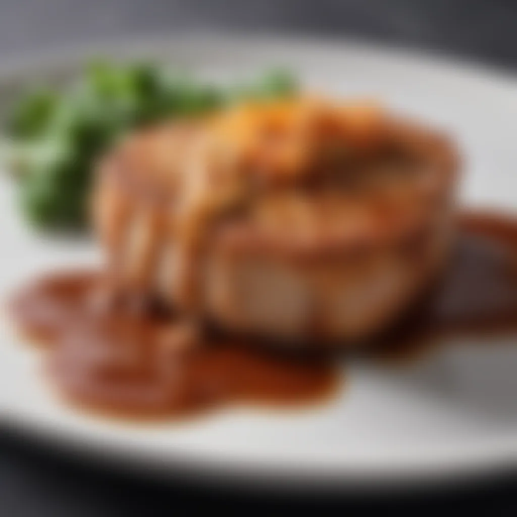 Tender veal cutlet garnished with a savory reduction sauce