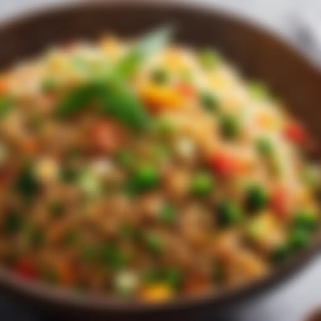 Plating the vegetable fried rice in a stylish bowl