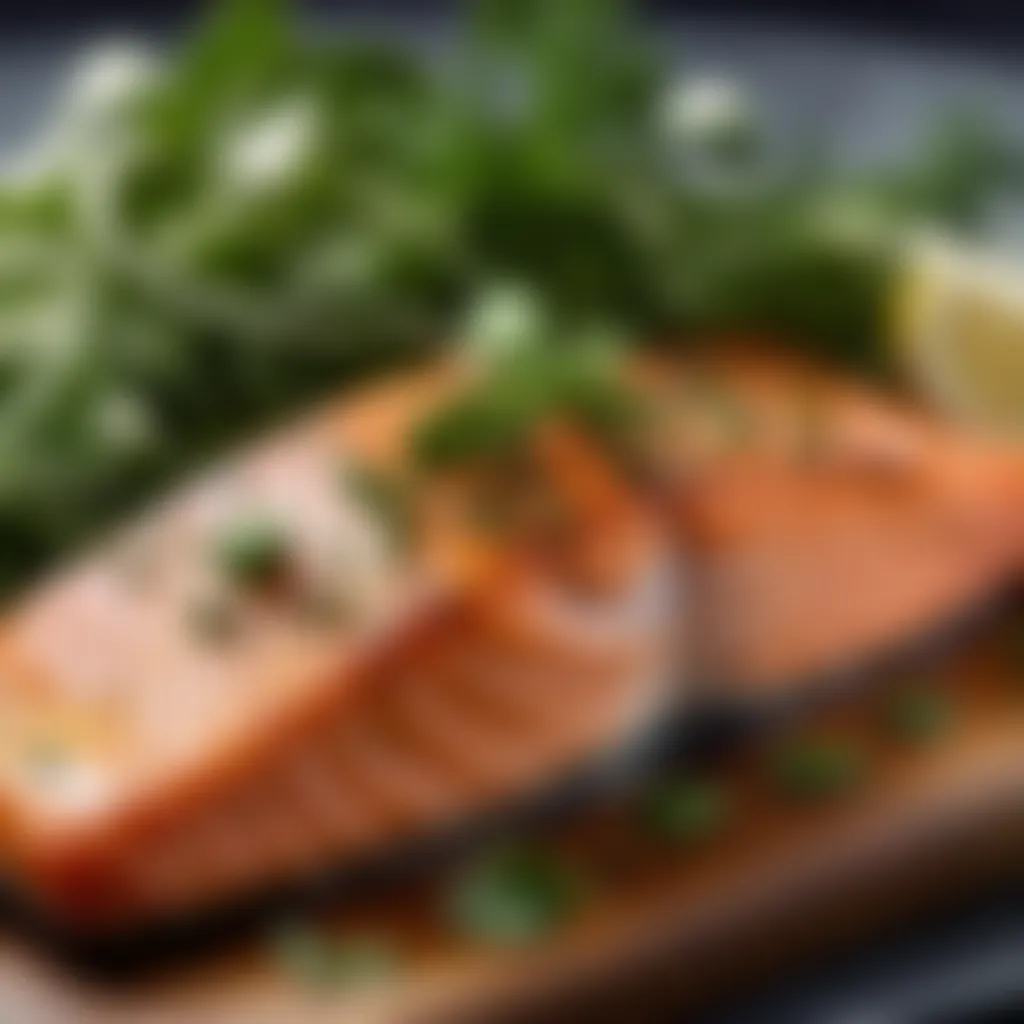 Salmon fillet garnished with fresh herbs