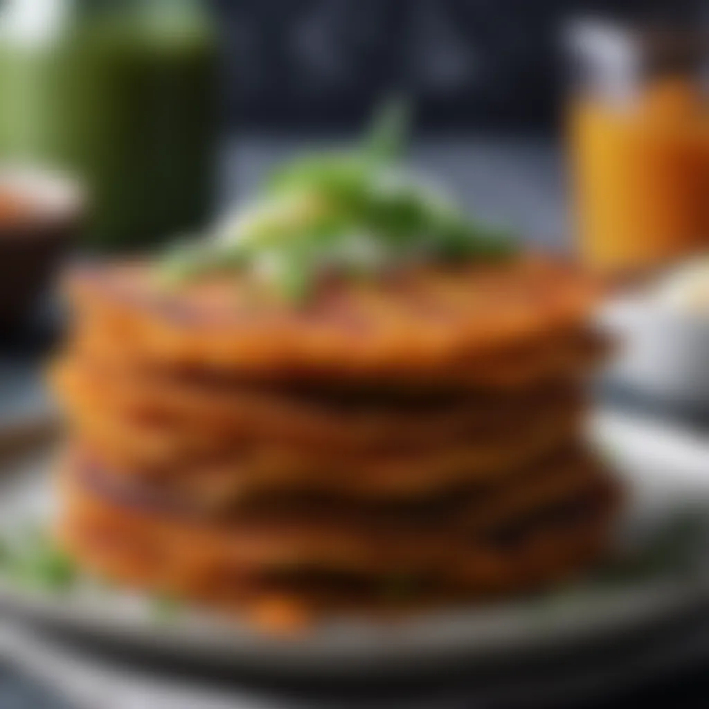 Savory Korean Sweet Potato Pancakes with Scallion Garnish