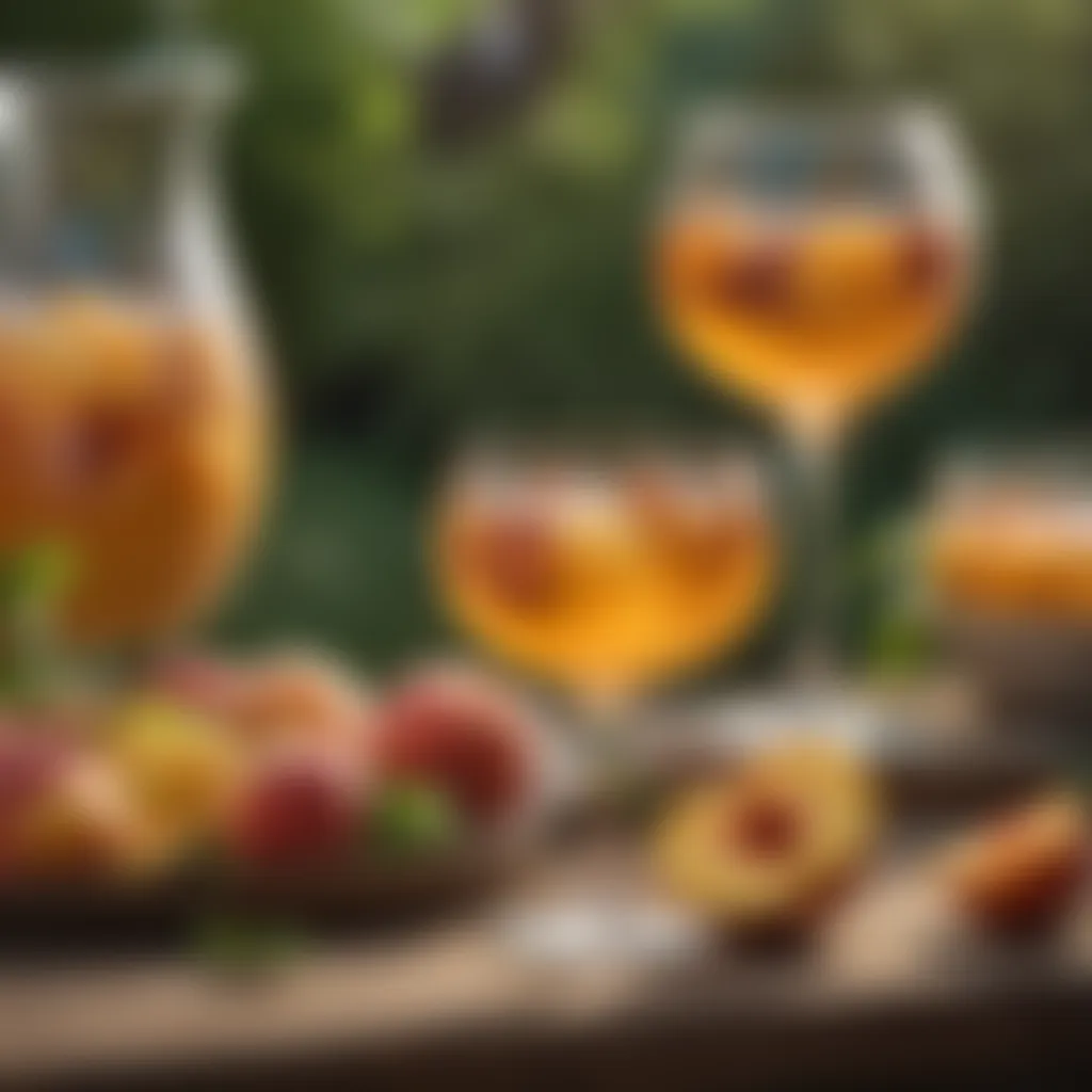 Elegant Peach Moscato Sangria Glasses in Outdoor Setting