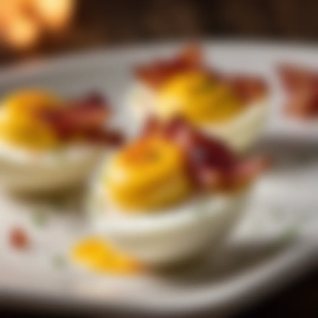 Deviled egg with bacon