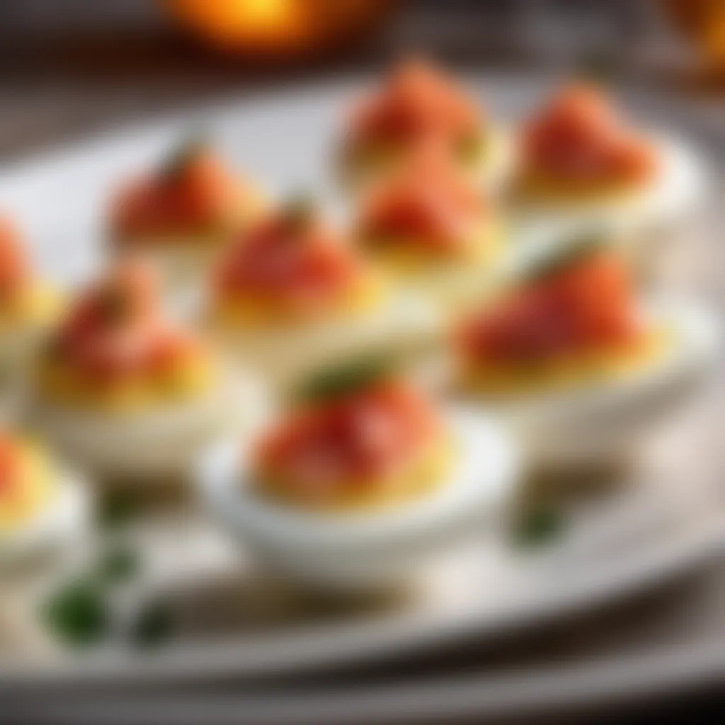 Devilled eggs with smoked salmon