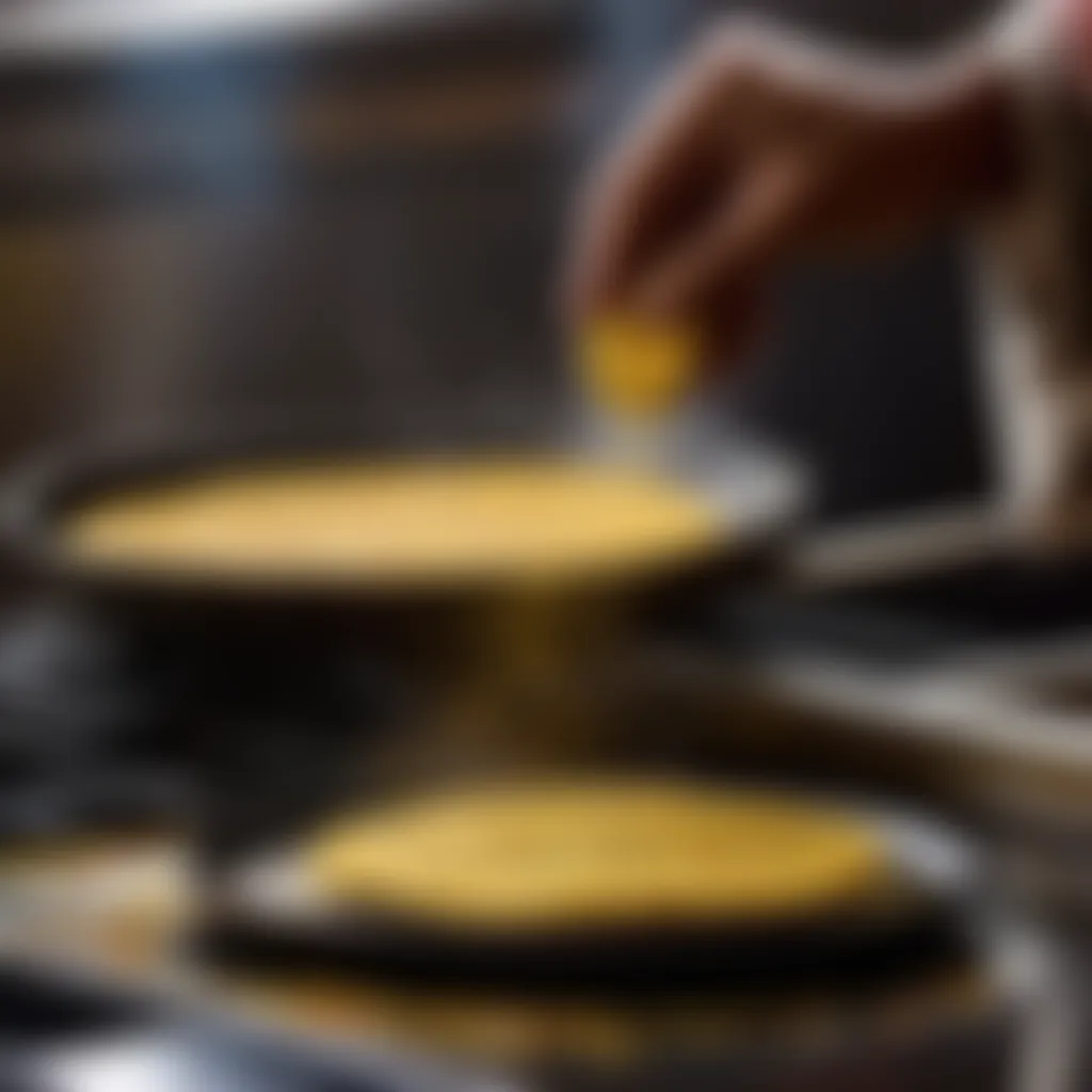 Cooking the dhal puri on a griddle