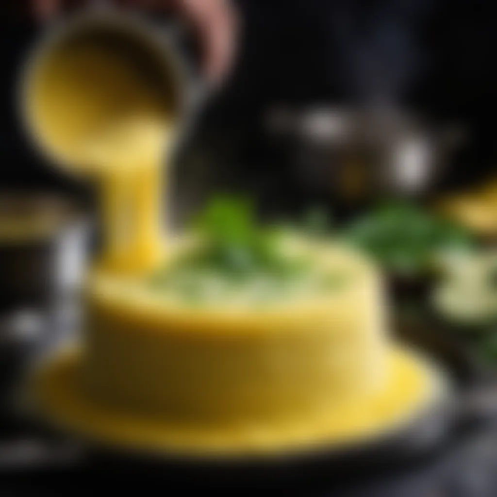 Dhokla batter being steamed