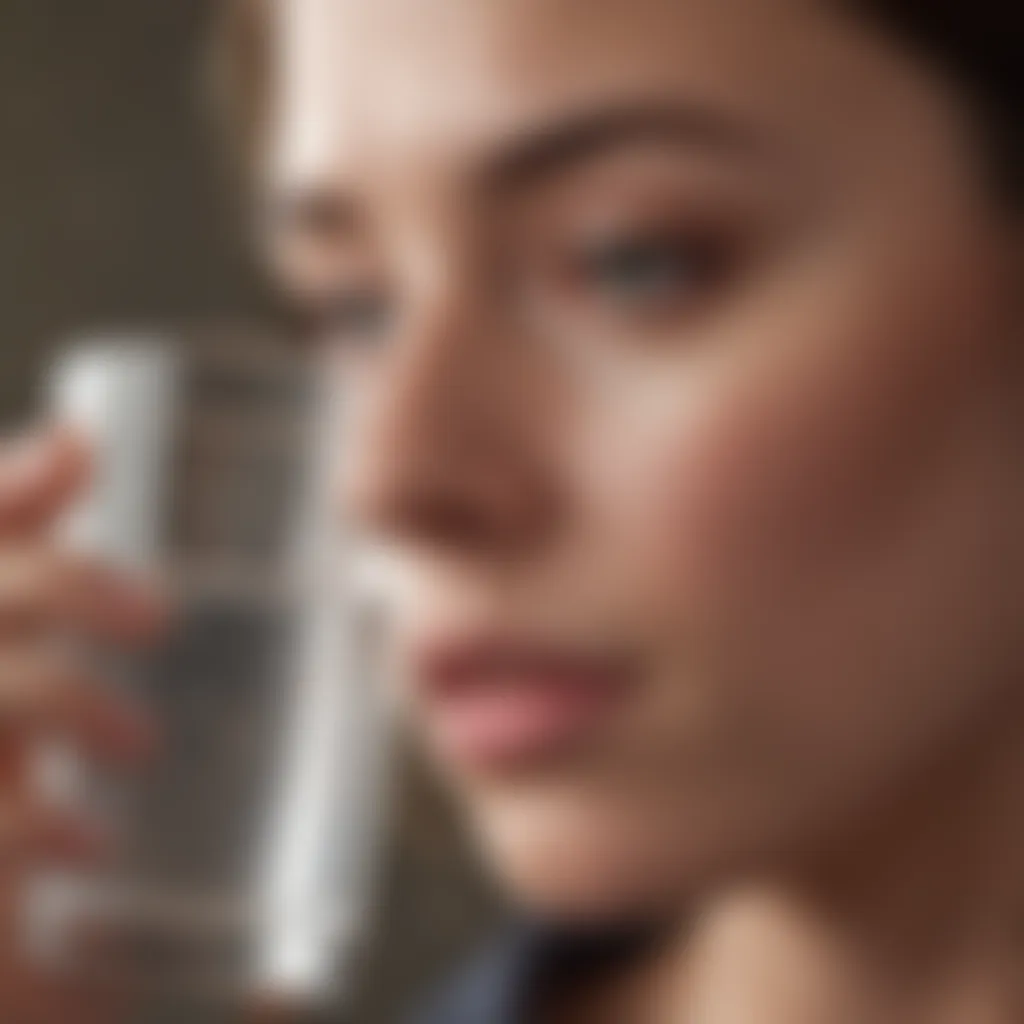 A person enjoying a glass of water, emphasizing the importance of hydration.