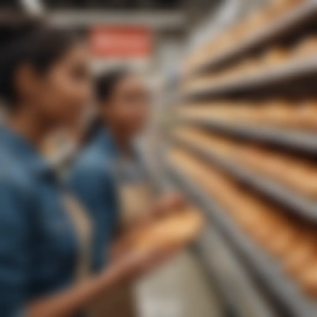 A diverse group of consumers exploring bread options at a Walmart store