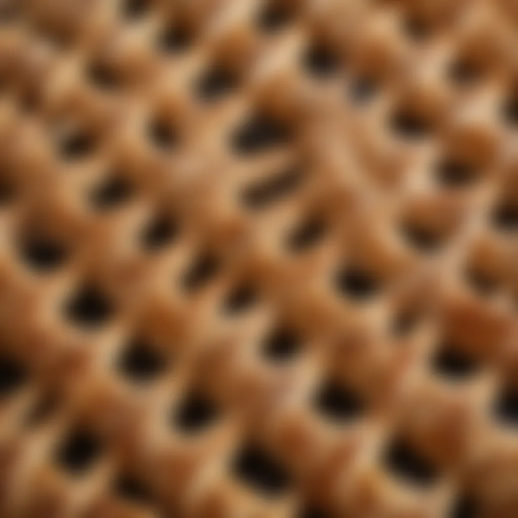 Close-up of a beautifully baked pastry enhanced by lattice cutting