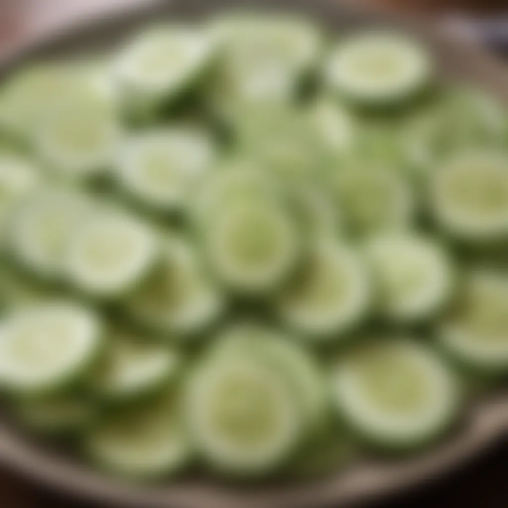 Cucumber slices mixed with a light dressing