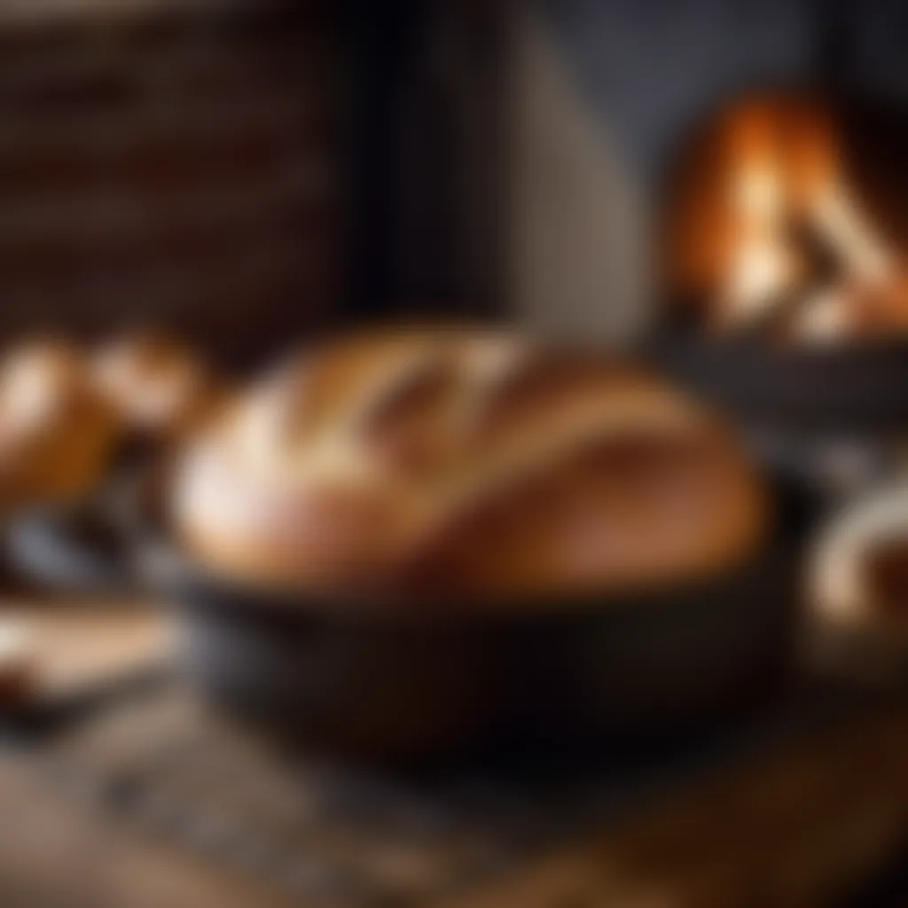 Freshly Baked Bread in a Dutch Oven Dutch oven with freshly baked bread