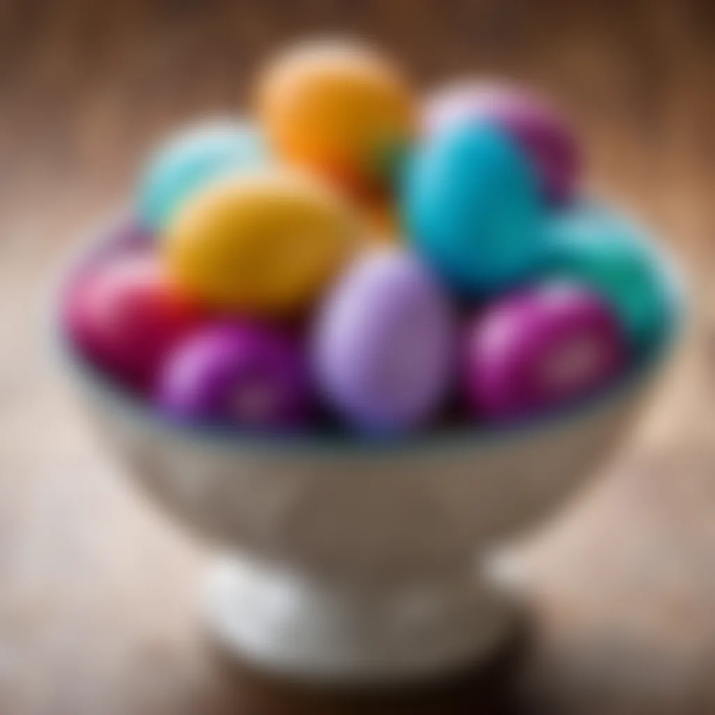 Dyed Easter eggs in a bowl