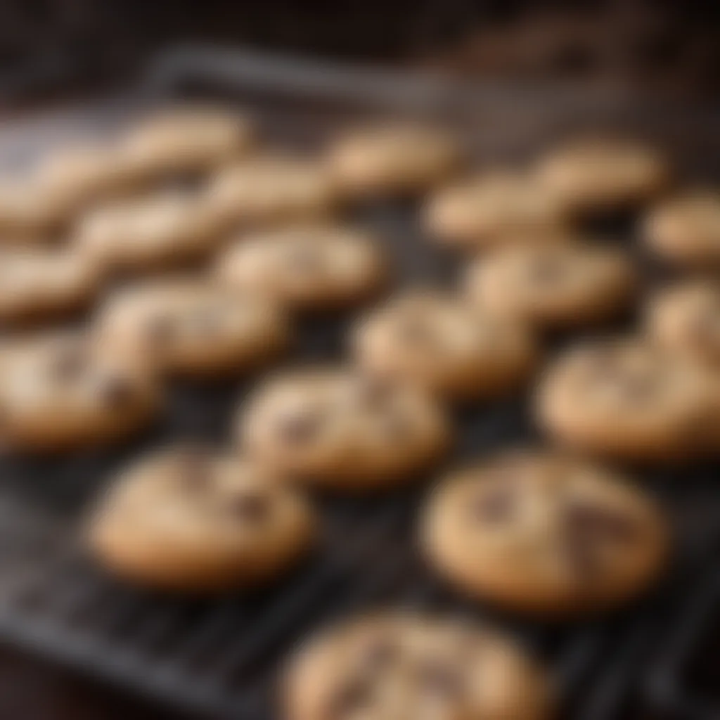 Freshly baked cookies on a cooling rack