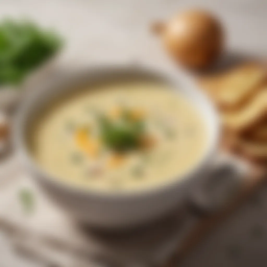 Creamy potato soup garnished with chives