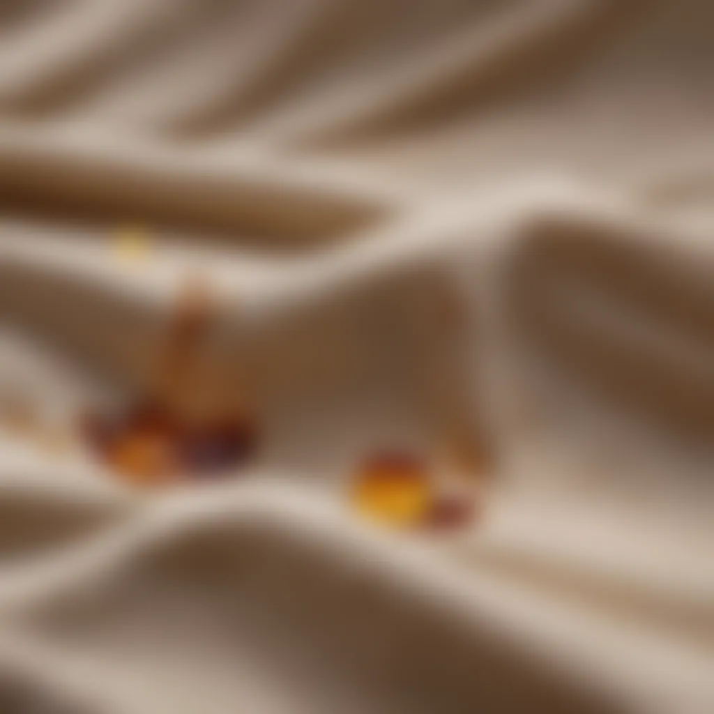 Close-up of a fabric with an oil stain