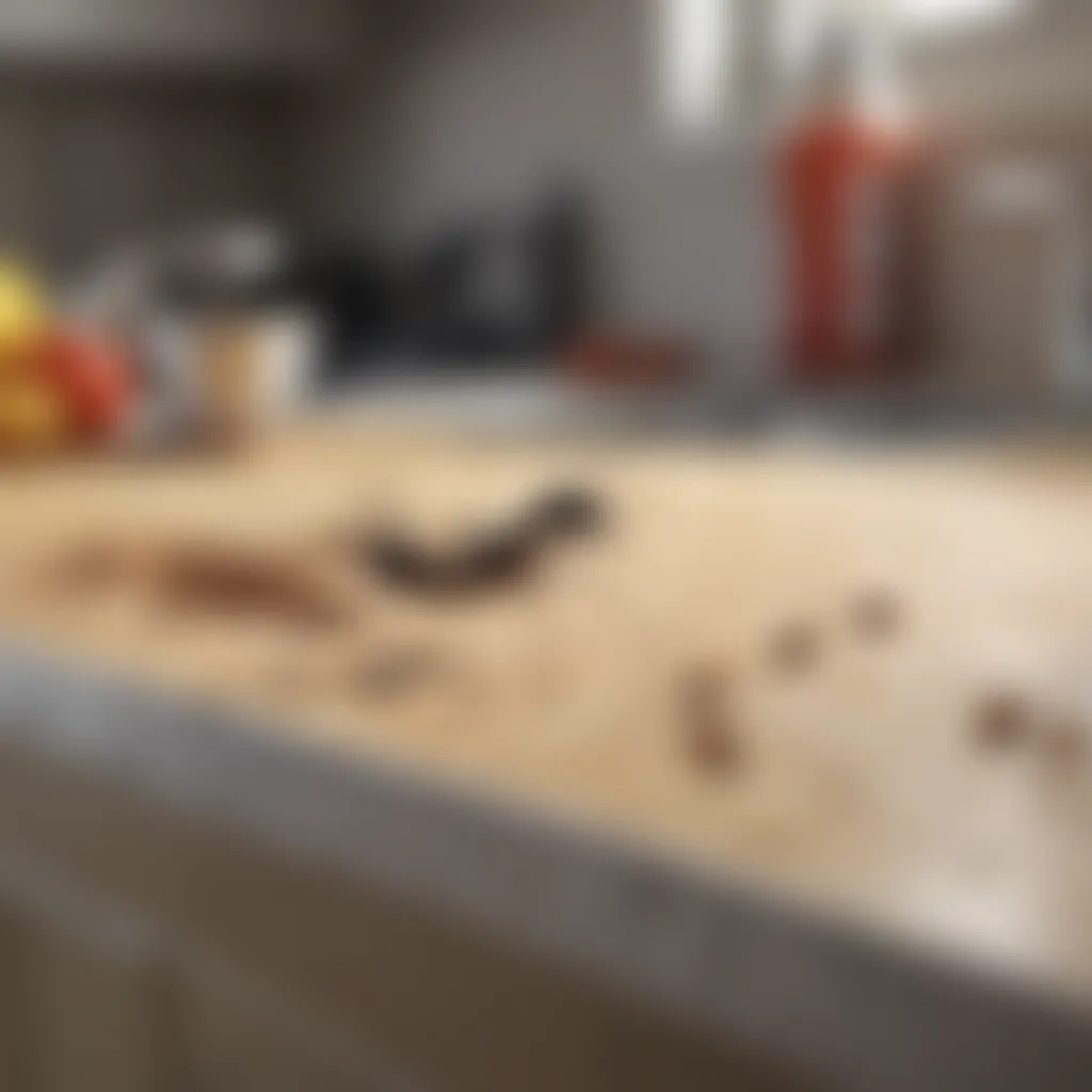 Ants exploring a kitchen countertop