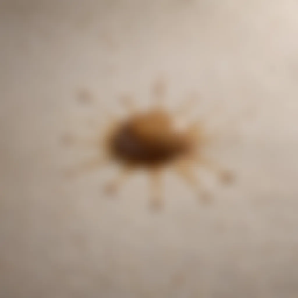 Close-up of a coffee stain on a mattress surface