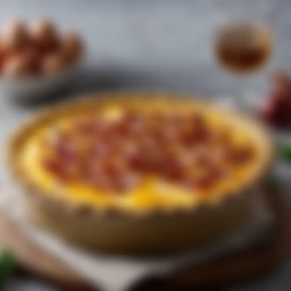 Egg and bacon mixture in pie dish