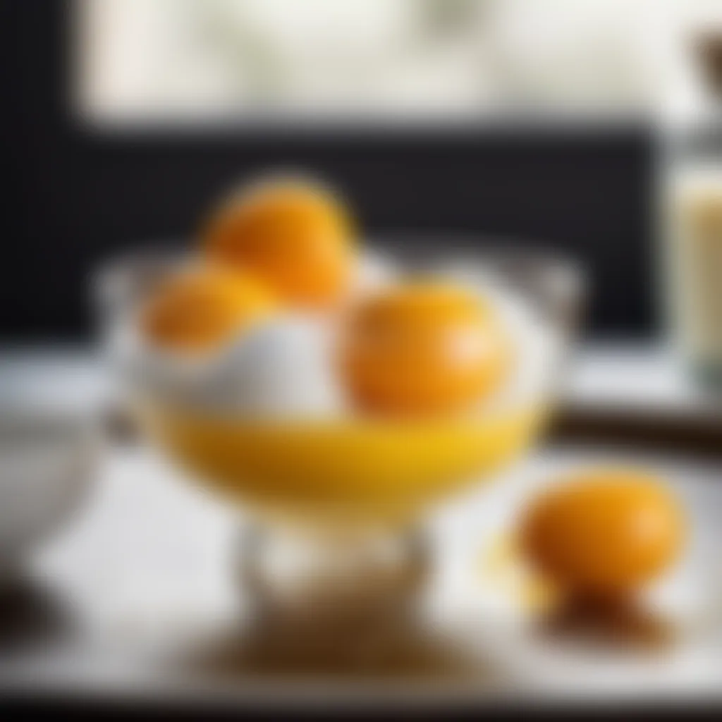 Egg Yolks and Sugar in a Glass Bowl Egg yolks and sugar in a glass bowl
