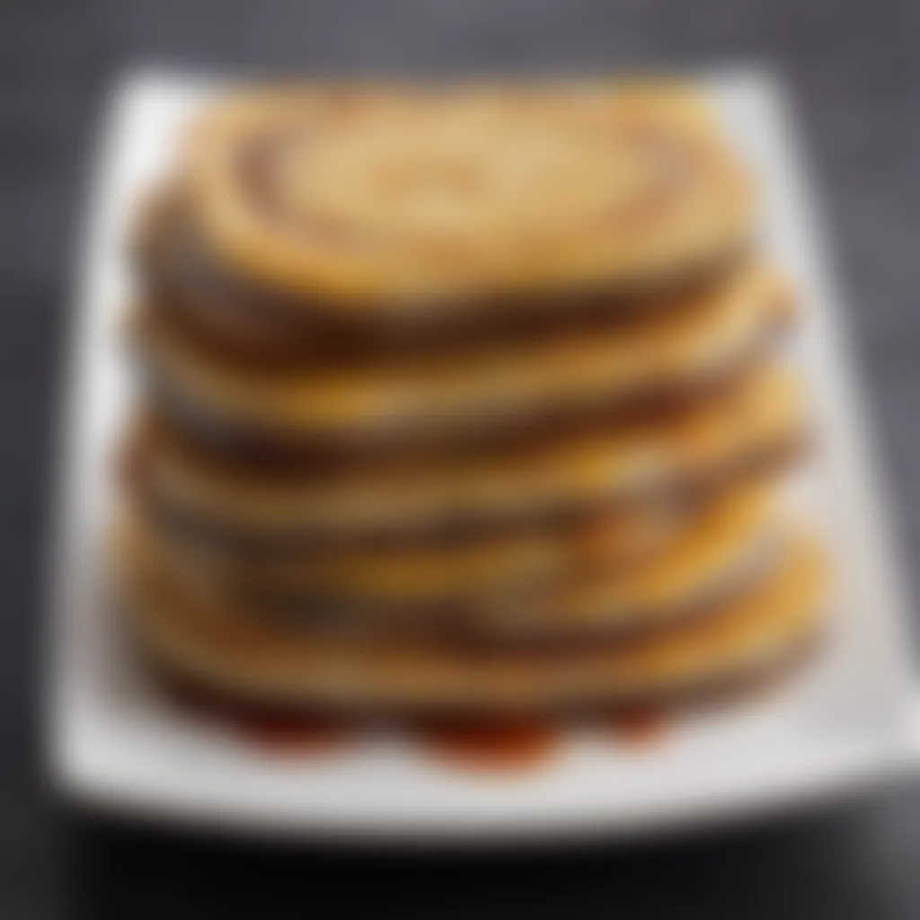 Layered composition of golden-brown eggplant slices