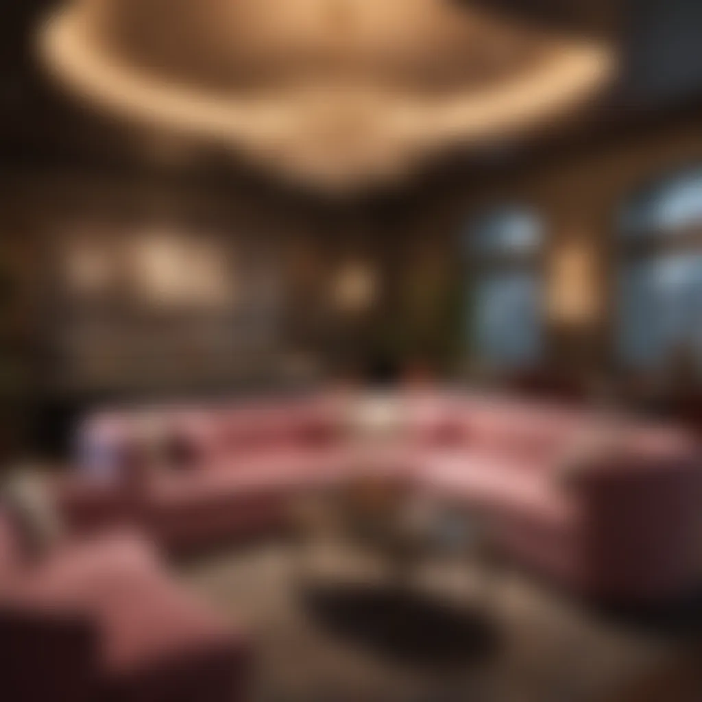 Chic Lounge Ambiance An inviting lounge area decorated with plush seating and ambient lighting for a sophisticated celebration.