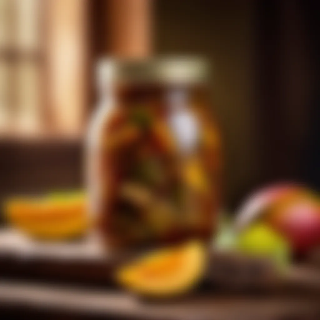 Elegant glass jar filled with vibrant mango pickle