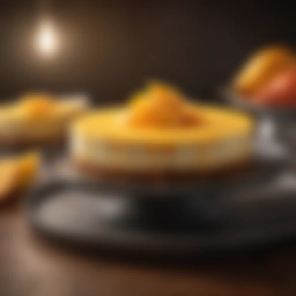 Elegant mango cheesecake presentation