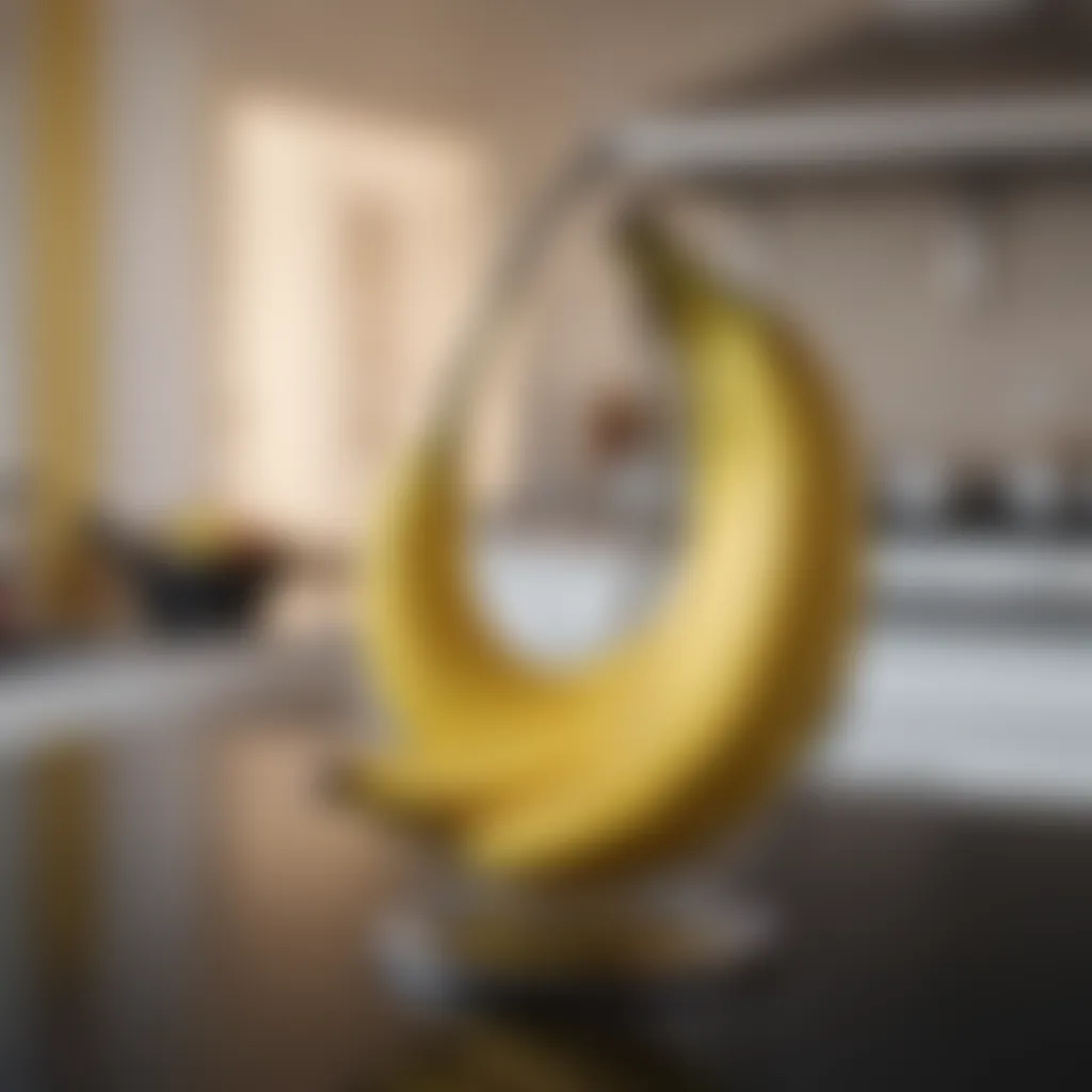 Elegant Metal Banana Holder Elegant metal banana holder adding flair to kitchen decor